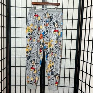 Disney Mickey Mouse Pluto Goofy Donald Duck Graphic Gray Joggers